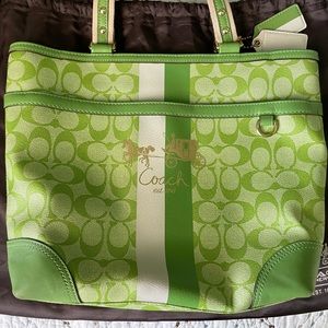 Coach, used green tote